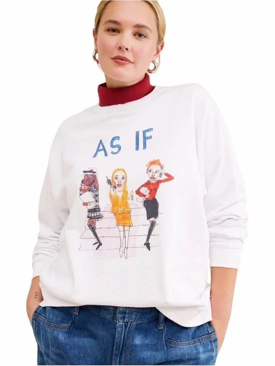 White 'AS IF' Graphic Sweatshirt - Picture 5 of 10